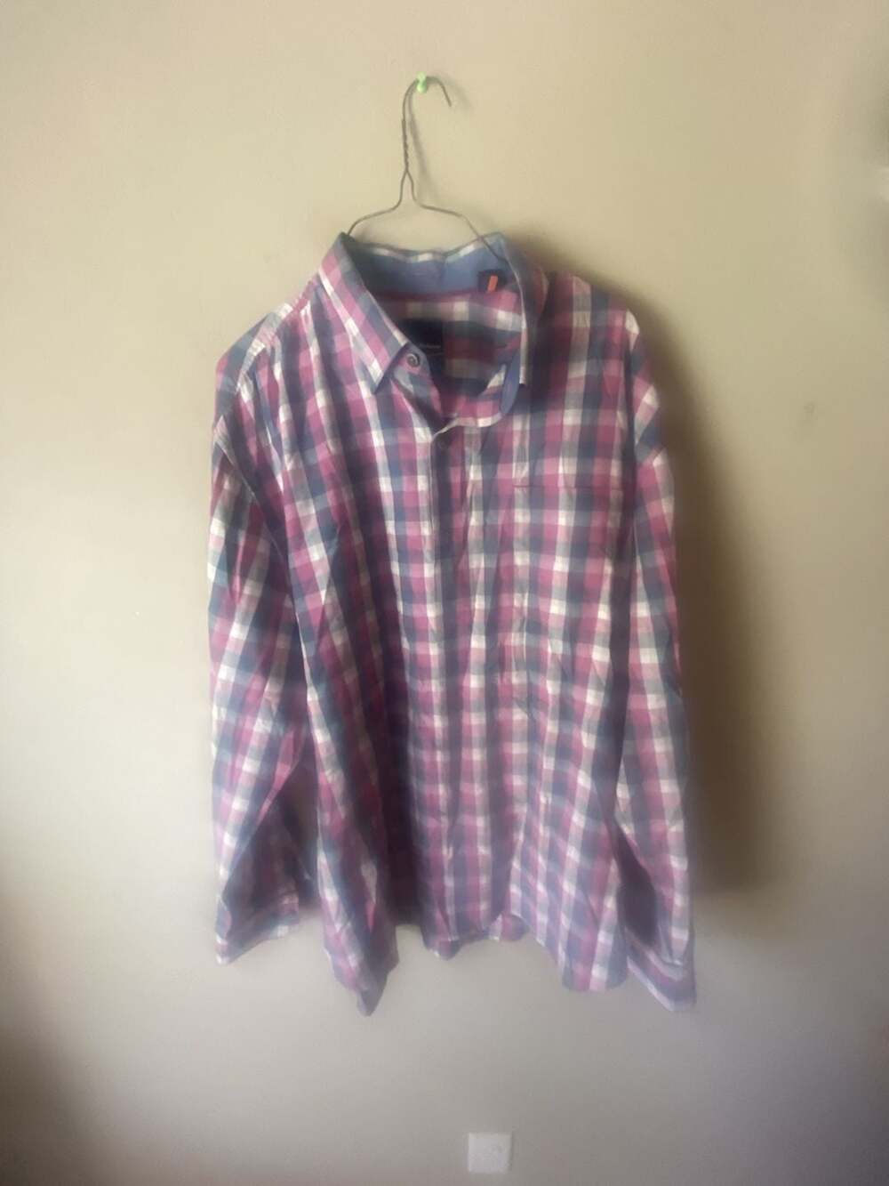 Tommy Bahama Mens XL Ali Stretch Pink Blue Plaid Long Sleeve Shirt